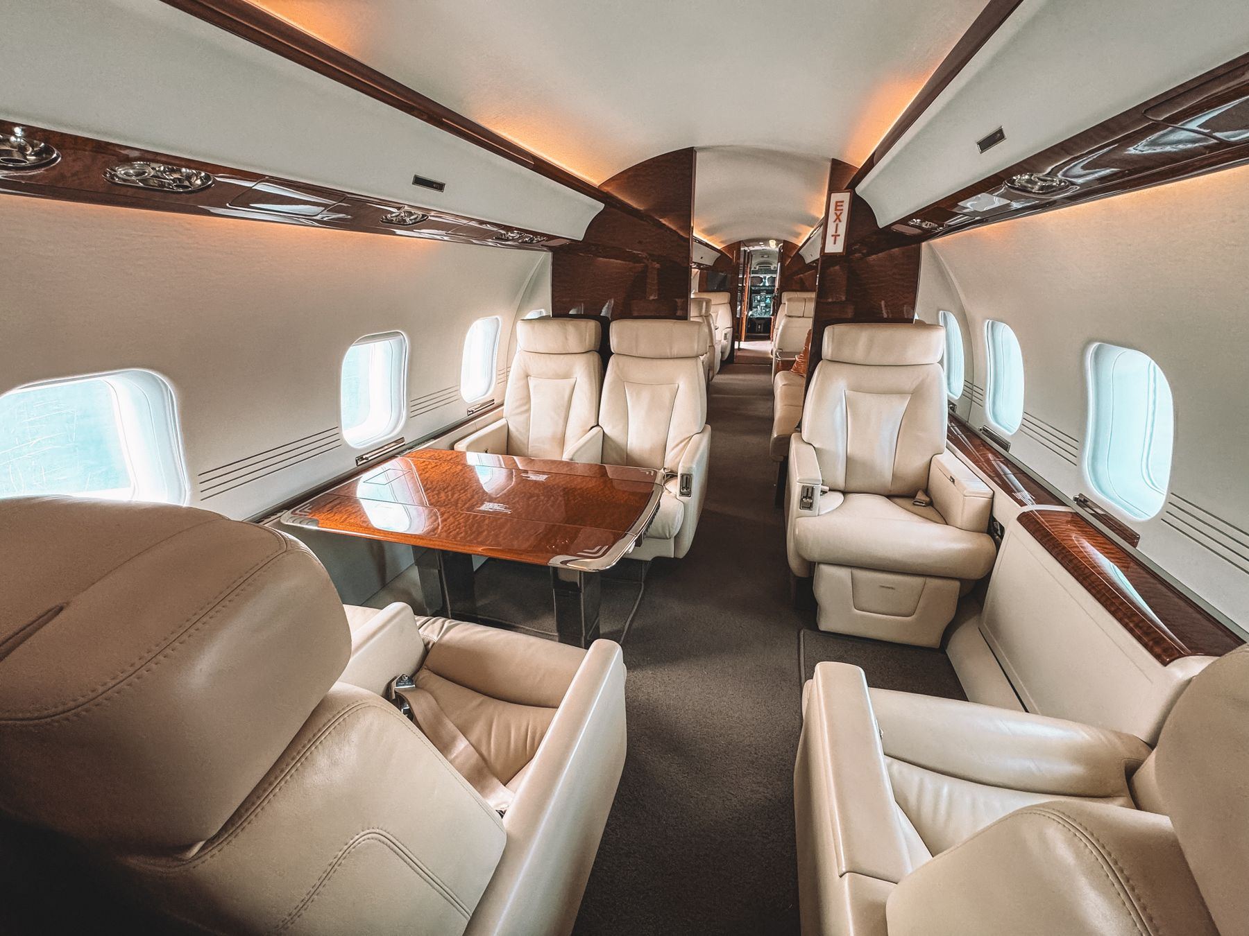 Private jet cabin interior